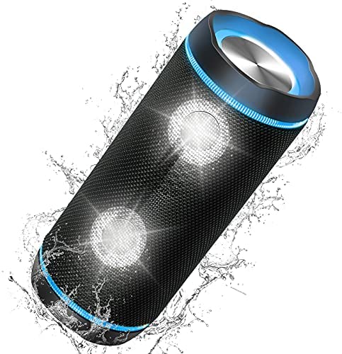 Enceinte Bluetooth Portable, 40W Enceinte Bluetooth puissante, IP67 étanche sans Fil Enceintes, avec Son Stéréo et Basses Renforcées, lumière LED, DSP, Lecture 20H, pour Fêtes/Piscine/Extérieur Fiche Technique et Prix au Maroc