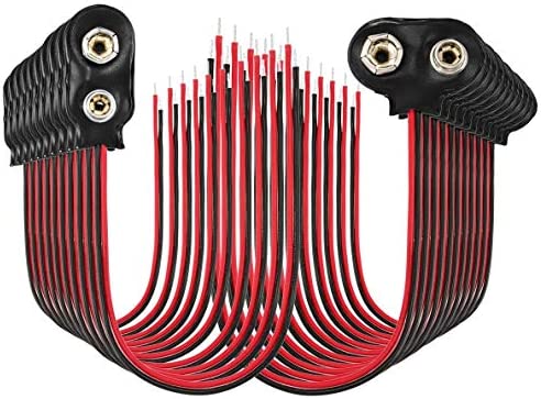 20 Pièces Connecteur Pile 9V Connecteur Pile à Clips 9V Branchement Raccordement Fils de Pile à Clips 9 V Connecteur de Batterie 15cm Connecteurs I Type T Type + Tube thermorétractable Fiche Technique et Prix au Maroc