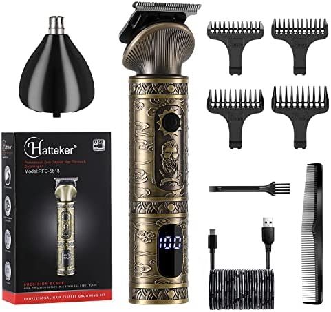 Hatteker Professionnelle Tondeuse à Cheveux Kits D'entretien Tondeuse à Barbe Tête De Coupe En Forme De T Tondeuse De Précision Tondeuse à Nez Rasoir électrique Hommes USB Rechargeable Avis, Fiche Technique et Prix au Maroc
