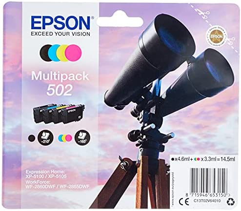 Epson Multipack 502 Jumelles, Cartouches d'encre d'origine, 4 couleurs : Noir, Cyan, Magenta, Jaune, XP-5100 XP-5105 XP-5150 XP-5155 WF-2860DWF WF-2865DWF WF-2880 WF-2885 Fiche Technique et Prix au Maroc