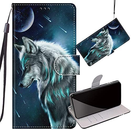 YEALLY Coque pour Oppo A74 4G,F19 Etui Cuir, Loup Housse PU Etui Portefeuille Clapet avec Porte-Cartes de Crédit Fermeture Magnétique Housse Oppo A74 4G,F19 Étui de Téléphone Fiche Technique et Prix au Maroc