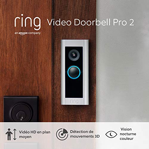 Ring Video Doorbell Pro 2 par Amazon | Sonnette connectée avec caméra vidéo HD, visiophone, extérieur étanche, détection de mouvements, raccordée | Essai gratuit 30 jours à Ring Protect Avis, Fiche Technique et Prix au Maroc