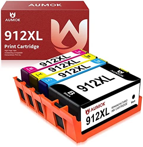 AUMOK 912XL Cartouches d'encre Compatibles Remplacement pour HP 912XL 912 XL Multipack pour HP Officejet 8012 8014 8015 8017 8010 Officejet Pro 8022 8020 8023 8024 8025 (Noir, Cyan, Magenta, Jaune) Fiche Technique et Prix au Maroc