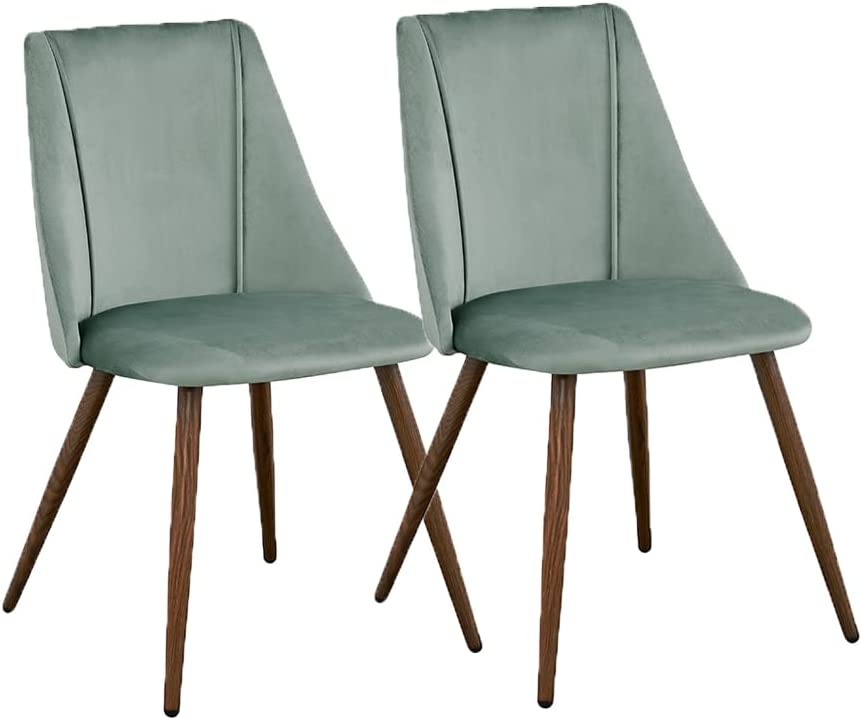 buybyroom Lot de 2 chaises de salle à manger, cuisine, salon, rembourrées, avec revêtement en tissu velours, pieds en métal, vert herbe Fiche Technique et Prix au Maroc
