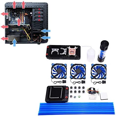 Kit de refroidissement à l'eau pour PC DIY, systèmes de refroidissement par liquide de processeur, y compris radiateur 240/120mm, 3 ventilateurs à LED, refroidisseur de processeur, vase d'expansion, p Fiche Technique et Prix au Maroc