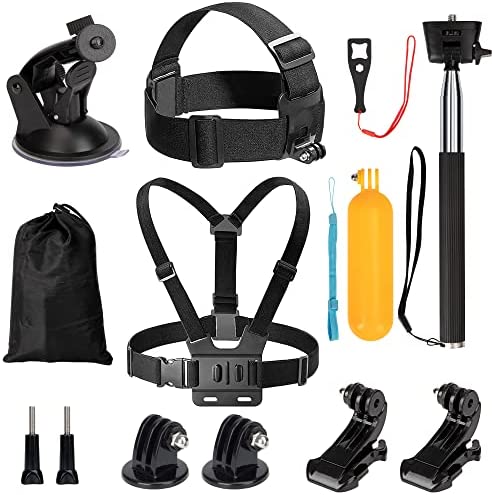 Kit Accessoires Camera Sport 9 en 1, Sangles de Caméra d'action, Harnais de Poitrine Harnais de tête, Compatible avec GoPro Hero 9/8/7/6, Insta360 DJI Osmo Action Action 2 AKASO, et Plus Fiche Technique et Prix au Maroc