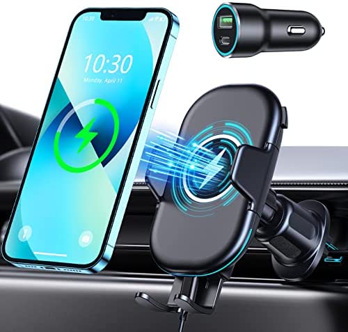 Mohard 15W Qi Chargeur Induction Voiture avec Rapid Adaptateur Chargeur QC 3.0, Rotation 360°De Sortie d'air Support Telephone Voiture Induction Compatible avec iPhone 13 Samsung Autres Appareils Qi Fiche Technique et Prix au Maroc