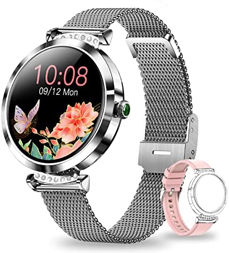 Voigoo Montre Connectée Femme Argent, Smartwatch Sport IP68 avec Fonction Féminine, Montre Intelligente 20 Modes Sportifs, Fréquence Cardiaque, Oxygène Sanguin, Météo, Calories pour iOS Android Fiche Technique et Prix au Maroc