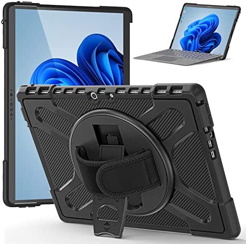 Gerutek Coque pour Microsoft Surface Pro 8 2021 13 Pouces, Housse de Robuste avec Support Rotatif à 360° et Dragonne, Clavier installable, Antichoc Étui Protection Surface Pro 8 2021 13", Noir Fiche Technique et Prix au Maroc