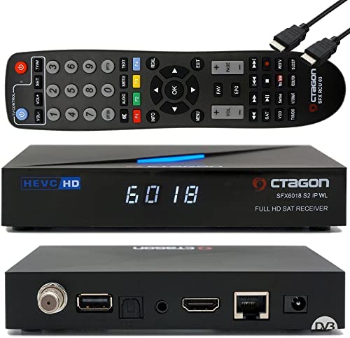 OCTAGON SFX6018 S2+IP WL H.265 HEVC 1xDVB-S2 HD E2 Linux Receiver, Récepteur Satellite avec Fonction d'enregistrement, Lecteur de Cartes, Youtube, Radio, 150Mbit WLAN, câble HDMI EasyMouse Fiche Technique et Prix au Maroc