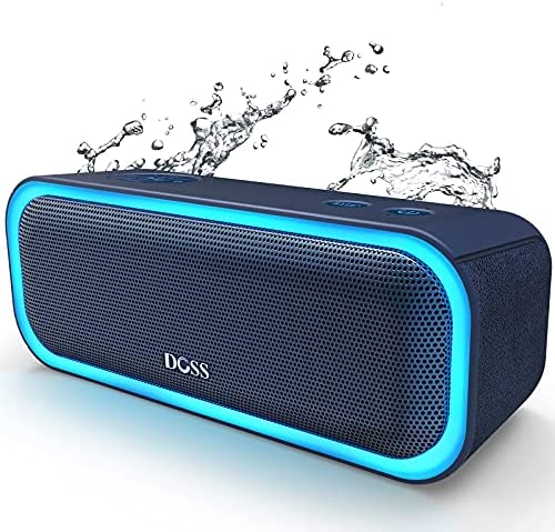 DOSS Enceinte Bluetooth, Haut Parleur Portable sans Fil avec lumière de 3 Modes et de 6 Couleurs, Enceinte avec Basses puissantes, autonomie de 20 Heures, étanche Waterproof IPX5-Bleu Fiche Technique et Prix au Maroc