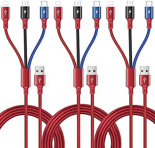 3Pcs Câble de Charge Multi 3A, ASICEN 1.5m 3-en-1 Câble USB Rapide avec Ports Lightning/Type-C/Micro-USB Compatible avec iPhone 13 12 11 Xs Xr X 8/Tablettes/Samsung Galaxy/LG/Huawei/Xiaomi Fiche Technique et Prix au Maroc