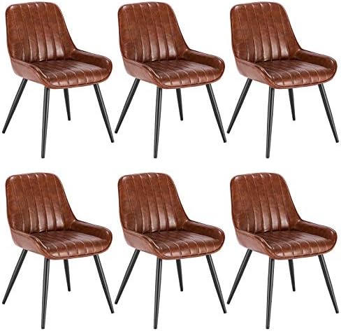 Lestarain 6 X Chaises de Salle à Manger Similicuir et Métal,Fauteuil de Cuisine Chaise de Salon avec Dossier,Brune Fiche Technique et Prix au Maroc