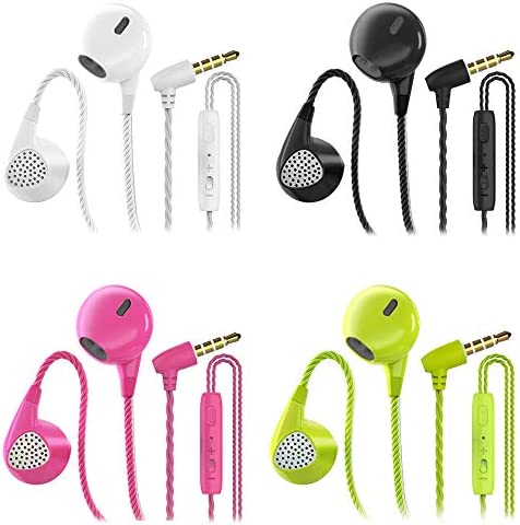 CBGGQ 4 Paires Écouteurs Intra-Auriculaires, Oreillettes Intra-Auriculaires Filaires Anti-Bruit Casque Ergonomique Stéréo avec Microphone pour iOS et Smartphones Android,MP3 etc.（Noir+Blanc+Rose+Vert） Fiche Technique et Prix au Maroc