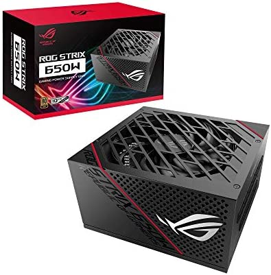 ASUS ROG Strix 650W Gold Bloc d’alimentation (radiateurs ROG, ventilateurs axiaux à double roulement à billes, technologie 0dB, certification 80 plus Gold, câbles modulables, Garantie 10 ans) Fiche Technique et Prix au Maroc