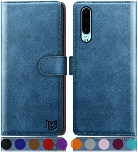 SUANPOT Etui Coque pour Huawei P30 [RFID Blocage] [Magnétique Protection] Fentes pour Cartes Protection Etui Housse Premium en Cuir PU,Huawei P30 Etui Portefeuille Bleu Clair Fiche Technique et Prix au Maroc
