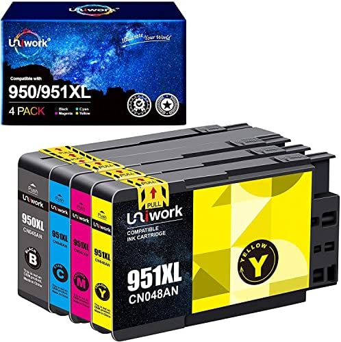 Uniwork 950XL 951XL Compatible Cartouches d'encre Remplacement pour HP 950 951 XL pour Officejet Pro 8100 8610 8600 8615 8620 8600 8630 8640 8660 8625 251dw 276dw (Noir Cyan Magenta Jaune, 4-Pack) Fiche Technique et Prix au Maroc