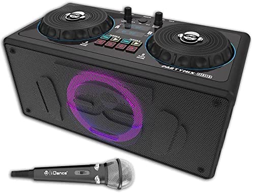 iDance - Enceinte Portable DJ et Karaoké - 200 Watts Bass Reflex - Mixeur Audio et Platines de Volume - Micro Filaire Inclus - Jeu de Lumière Disco - Rechargeable et Transportable - DJ303 PARTYMIX Fiche Technique et Prix au Maroc