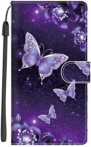 Xkladz Coque pour Samsung Galaxy A13 4G Housse Motif Imprimé Coque PU étui en Cuir Portefeuille Flip Case pour Samsung A13 4G Magnétique à Rabat Antichoc Fente Carte Support Cover Papillon Violet Fiche Technique et Prix au Maroc