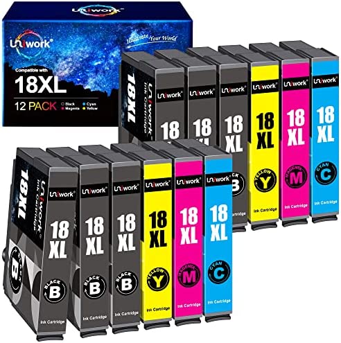 Uniwork Compatible Cartouches d'encre Remplacement pour Epson 18 18 XL pour Expression Home XP-322 XP-215 XP-205 XP-225 XP-305 XP-325 XP-422 XP-405 XP-415 XP-425 (Noir Cyan Magenta Jaune, 12-Pack) Fiche Technique et Prix au Maroc