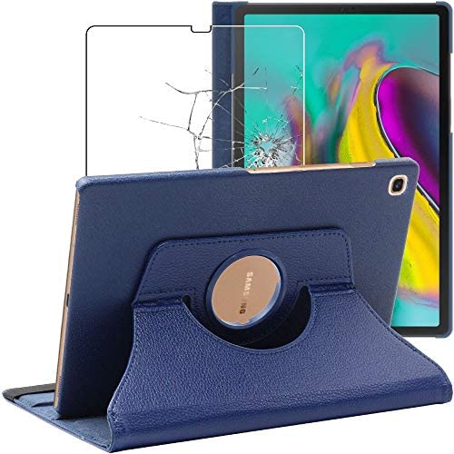 ebestStar - Coque Compatible avec Samsung Galaxy Tab S5e 10.5 T720/T725 Housse Protection Etui PU Cuir Support Rotatif 360, Bleu Foncé + Film écran en Verre Trempé [Tab: 245 x 160 x 5.5mm, 10.5''] Fiche Technique et Prix au Maroc