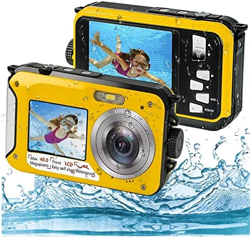 Sxhlseller Appareil Photo Numérique, Full HD 2,7 K 48 MP Double écran étanche Appareil Photo Numérique, Zoom Numérique 16 X Avant Arrière Double écran étanche Appareil Photo Numérique, Cadeau(Jaune) Fiche Technique et Prix au Maroc