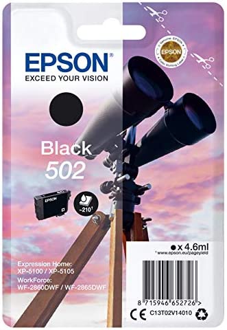 Epson 502 Jumelles Noir, Cartouche d'encre d'origine, XP-5100 XP-5105 XP-5150 XP-5155 WF-2860DWF WF-2865DWF WF-2880 WF-2885 Fiche Technique et Prix au Maroc