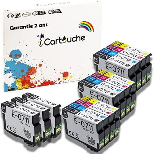 iCartouche Cartouche d'encre Compatible pour Epson T0715 Stylus D120 DX4050 DX4450 DX5050 DX6050 DX7400 Office BX300F BX600FW SX100 SX110 SX200 SX210 SX400 SX415 SX510W SX600FW SX610FW (6BK 3C 3M 3Y) Fiche Technique et Prix au Maroc