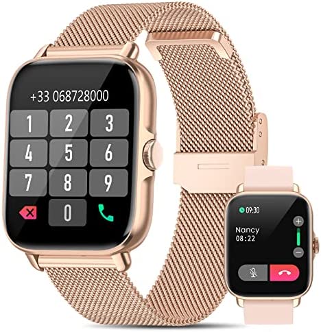 NAIXUES Montre Connectée Femme avec Appels Numérotation Bluetooth, 1.7'' Smartwatch avec Fonction Féminine/SpO2/Fréquence Cardiaque/Sommeil/28 Modes Sportifs/Lecteur Musique/Podomètre Android iOS Or Fiche Technique et Prix au Maroc