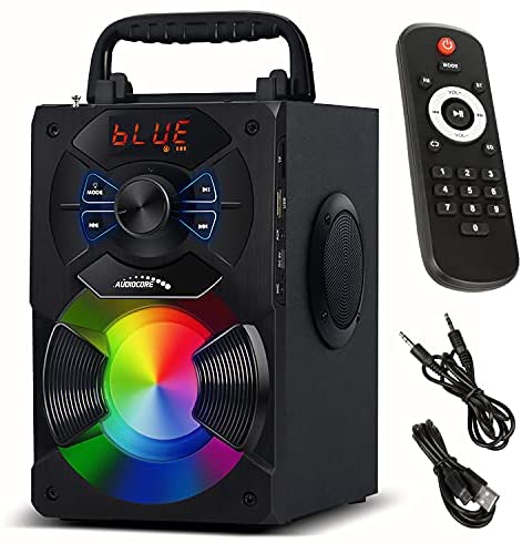 Audiocore AC730 Enceinte Bluetooth Portable sans Fil 11W Puissance de Sortie/Radio/SD/MMC/Aux-in/USB/Éclairage/Télécommande/Port Microphone/Poignée de Transport/Support de téléphone Fiche Technique et Prix au Maroc