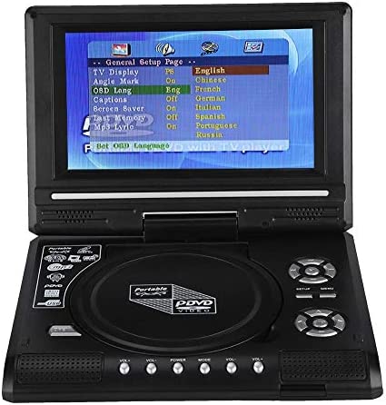 Diyeeni Lecteur DVD Portable,Écran pivotant LCD HD TV 7 Pouces avec Lecture de Carte intégrée pour Les Vols, Les trajets Routiers,DVD de Support,SVCD,VCD,CD,CD-R/RW,Lecteur DVD de Voiture(EU) Fiche Technique et Prix au Maroc