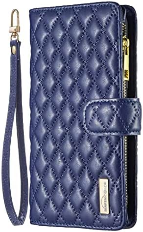 HOOl Coque pour Vivo Y33S/Y21S/Y21,Fermeture éclair étui en Cuir PU Élégant Rhombe Portefeuille Antichoc Case Housse avec 9 Fentes de Cartes Support Fiche Technique et Prix au Maroc