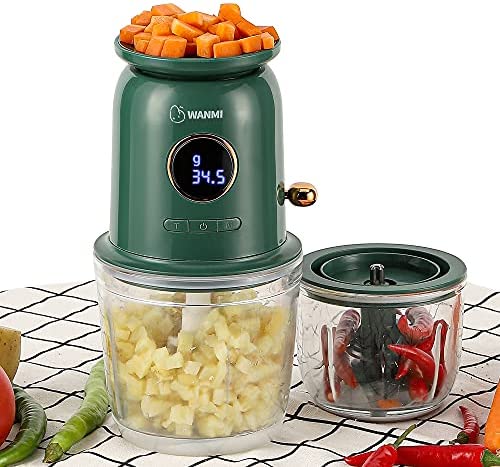 CGOLDENWALL Robot Culinaire pour Bébé Mini Hachoir 2 en 1 avec Écran LED à L'échelle 1 kg - Chargement USB - Lame Amovible pour Fruits/Légumes/Viande/Sauce/Ail sans BAP (avec Bol de 300ml+600ml) Avis, Fiche Technique et Prix au Maroc