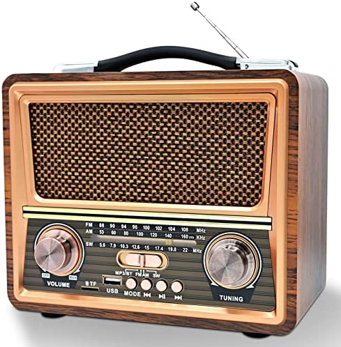 Radio Portables, Sentasi Radio Vintage Bluetooth FM/AM SW, Radio Bluetooth Vintage Classic Design en Bois Support USB/TF, Radio Portable Convient pour Les Cuisines De La Maison Et du Bureau Fiche Technique et Prix au Maroc