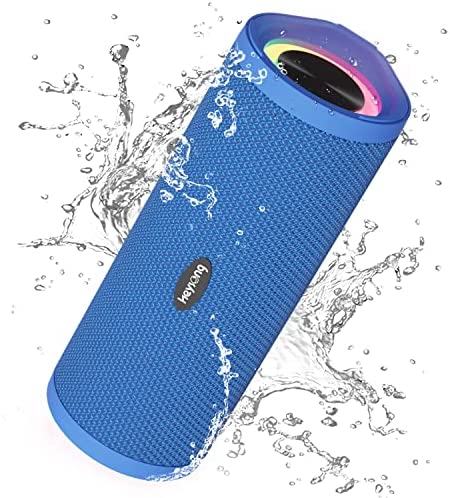 HEYSONG Enceinte Bluetooth portable étanche sans fil avec lumière LED basses améliorées flottantes IPX7 40 heures de lecture carte TF True Wireless stéréo pour fête douche cadeaux pour homme Bleu Fiche Technique et Prix au Maroc