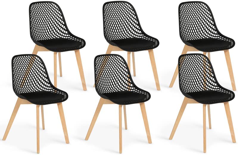 IDMarket - Lot de 6 chaises Mandy Noires pour Salle à Manger Fiche Technique et Prix au Maroc