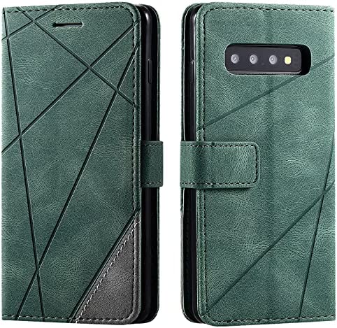 Vankii Coque pour Samsung Galaxy S10, Rabat Portefeuille de Protection Cuir PU Etui, Slim Silicone TPU Bumper Magnétique Housse, Flip Porte Cartes avec Fonction Support Cover Antichoc Case (Vert) Fiche Technique et Prix au Maroc