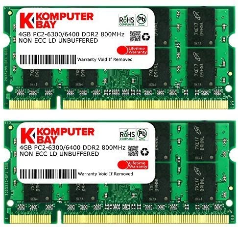 Komputerbay 8Go 2X 4Go DDR2 800MHz PC2-6300 PC2-6400 DDR2 800 (200 PIN) SODIMM mémoire d'ordinateur portable Fiche Technique et Prix au Maroc