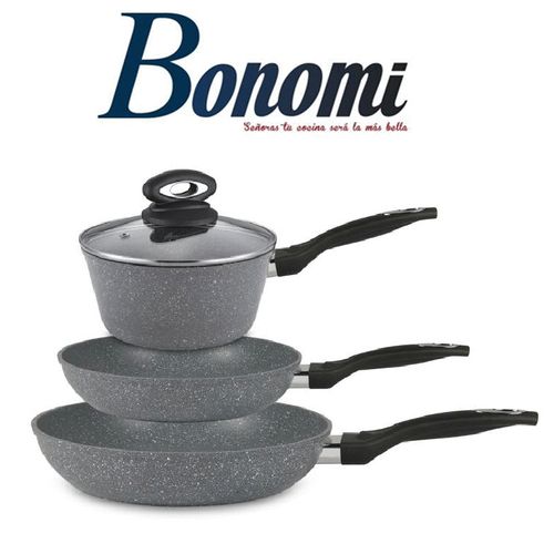 Bonomi Ensemble poêle + Casserole avec induction Granit Noir
 Fiche Technique et Prix au Maroc