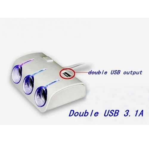 Car Power Adaptador Mechero Triple Con USB
 Fiche Technique et Prix au Maroc