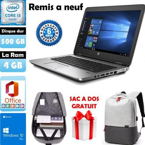 Hp ProBook 640 G2 Core i3 6eme- 4GB RAM - 500GB HDD Remis à Neuf
 Fiche Technique et Prix au Maroc