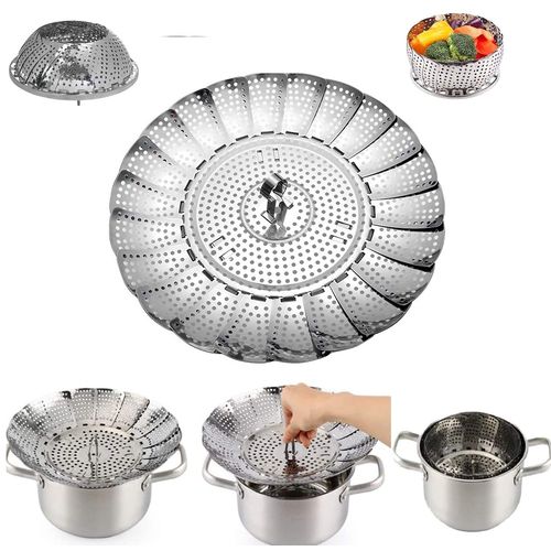 Panier à vapeur pliable INOX pour poêles, autocuiseurs, cocottes, Pour Légumes
 Fiche Technique et Prix au Maroc