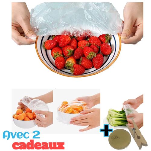 Pince et pok Avec Lot de 100 Sacs en plastique réutilisables couvercles de bol réglables
 Fiche Technique et Prix au Maroc