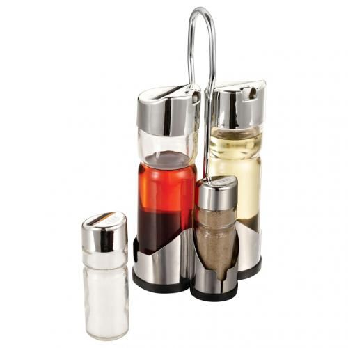 Set de 2 Huiliers 176ml + 2 boites à épice sel et poivre 43ml + Support INOX
 Fiche Technique et Prix au Maroc