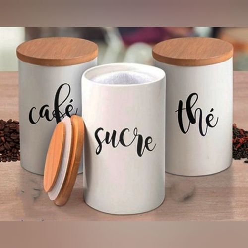 Set de Pots (3pcs) de stockage en métal dolomite avec couvercle
 Fiche Technique et Prix au Maroc