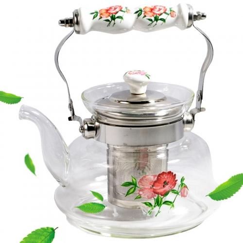 Théière & Bouilloire Café et Thé en Verre 1L Poignée mobile en motif Porcelaine
 Fiche Technique et Prix au Maroc