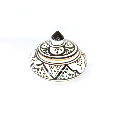 sucrière de table artisanal en noir et blanc
 Fiche Technique et Prix au Maroc