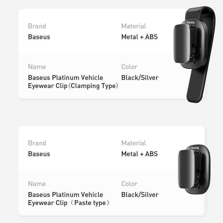 Baseus Self-adhesive Car Holder Glasses Clip For Glasses Black (ACYJN-A01)  - ✓ 4GSM.COM