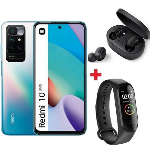 XIAOMI Redmi 10 - 4G - 6.5" - (4Go,128Go) - 50MP/8MP - Android - Bleu + Band + Écouteur
 Fiche Technique et Prix au Maroc