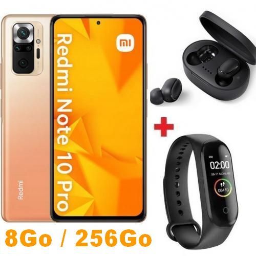 XIAOMI Redmi Note 10  Pro - 6.67" (8Go, 256Go) 108MP / 8MP - Bronze + Band + Écouteur
 Fiche Technique et Prix au Maroc